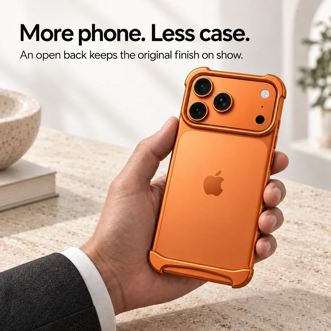 Durable metal frame iPhone case with scratch-resistant metallic finish
