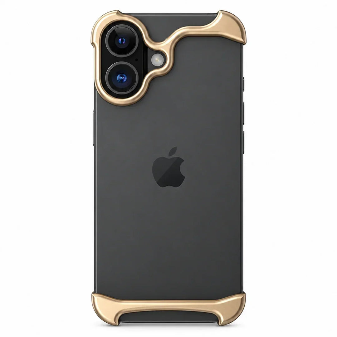 Red slim metal bumper for iPhone showing secure latch mechanism