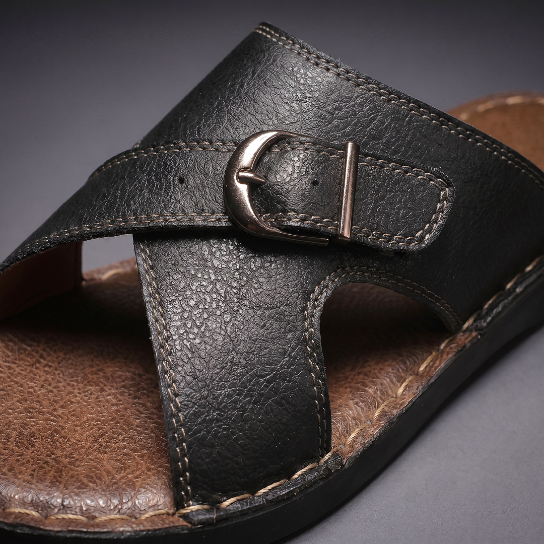 Comfortable slip-on sandals for men featuring stylish double buckle design