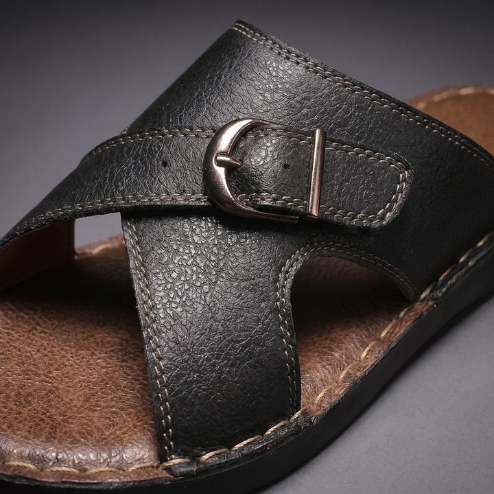 Comfortable slip-on sandals for men featuring stylish double buckle design