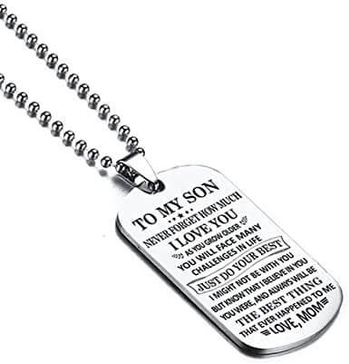 Stylish men's jewelry pendant necklace featuring a meaningful engraved message