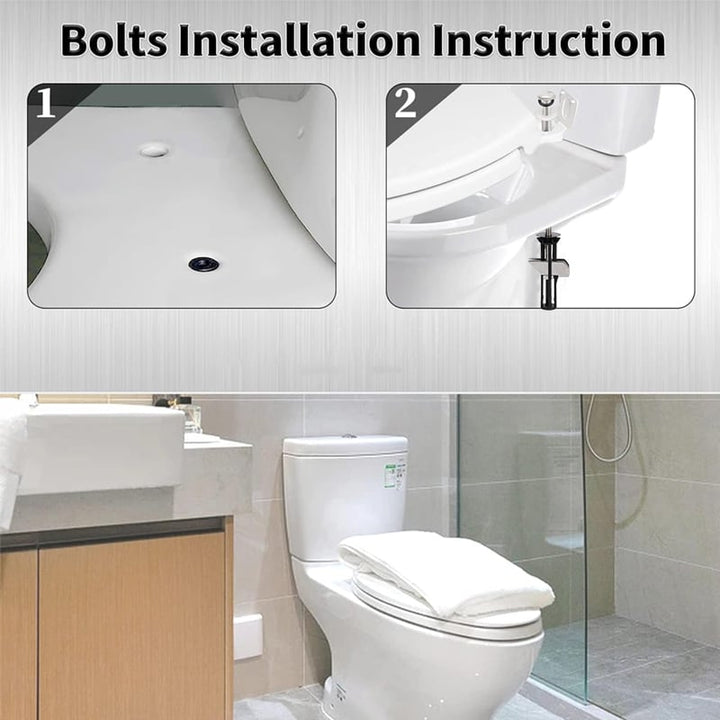 Complete toilet repair kit showing universal toilet seat fasteners and nuts