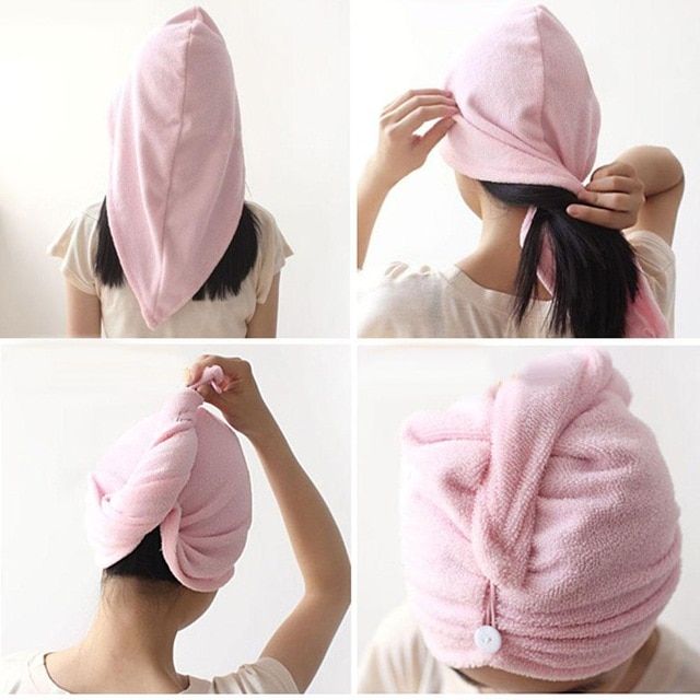 Comfortable women's hair drying towel wrap