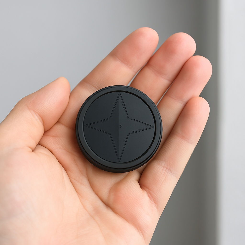Compact magnetic GPS tracker attached securely to a car undercarriage for vehicle security.
