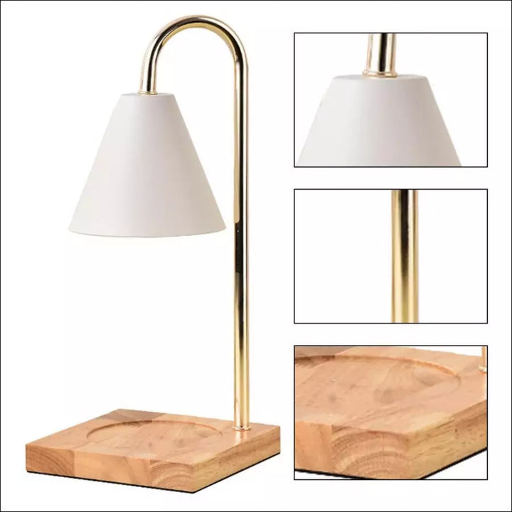 Dimmable aromatherapy lamp warming a jar candle safely on a wooden table