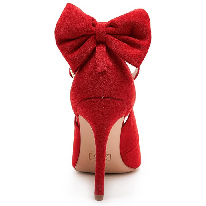 Lifestyle shot of trendy stiletto high heels worn on feet