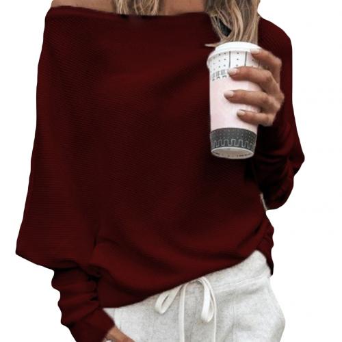 Long sleeve knitted off-shoulder top for women showcasing stylish fit
