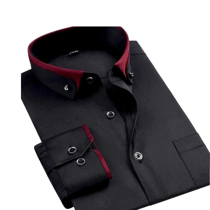 Men's long-sleeve button-down dress shirt in classic formal wear style
