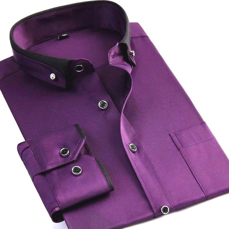 Classic button-down dress shirt showcasing premium fabric detail