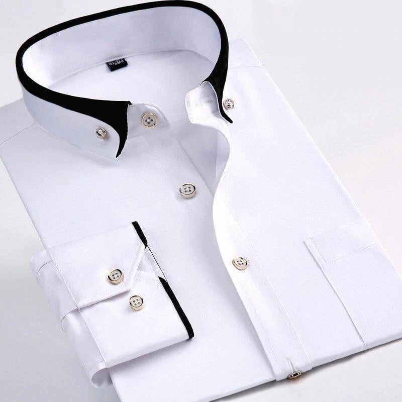 Stylish menswear casual shirt featuring a button-down collar