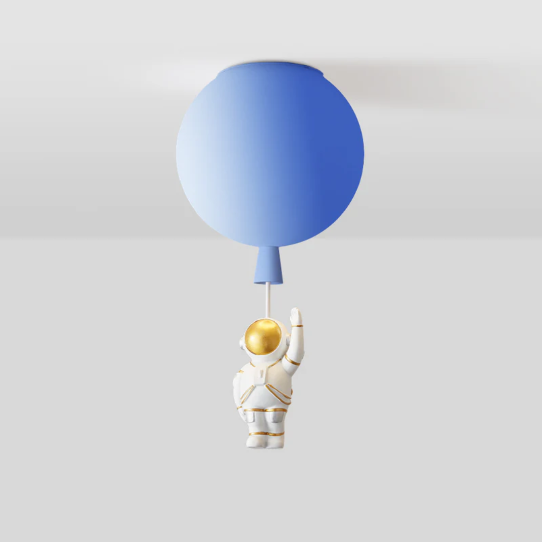Aesthetic kids room lighting featuring moon and spaceman design