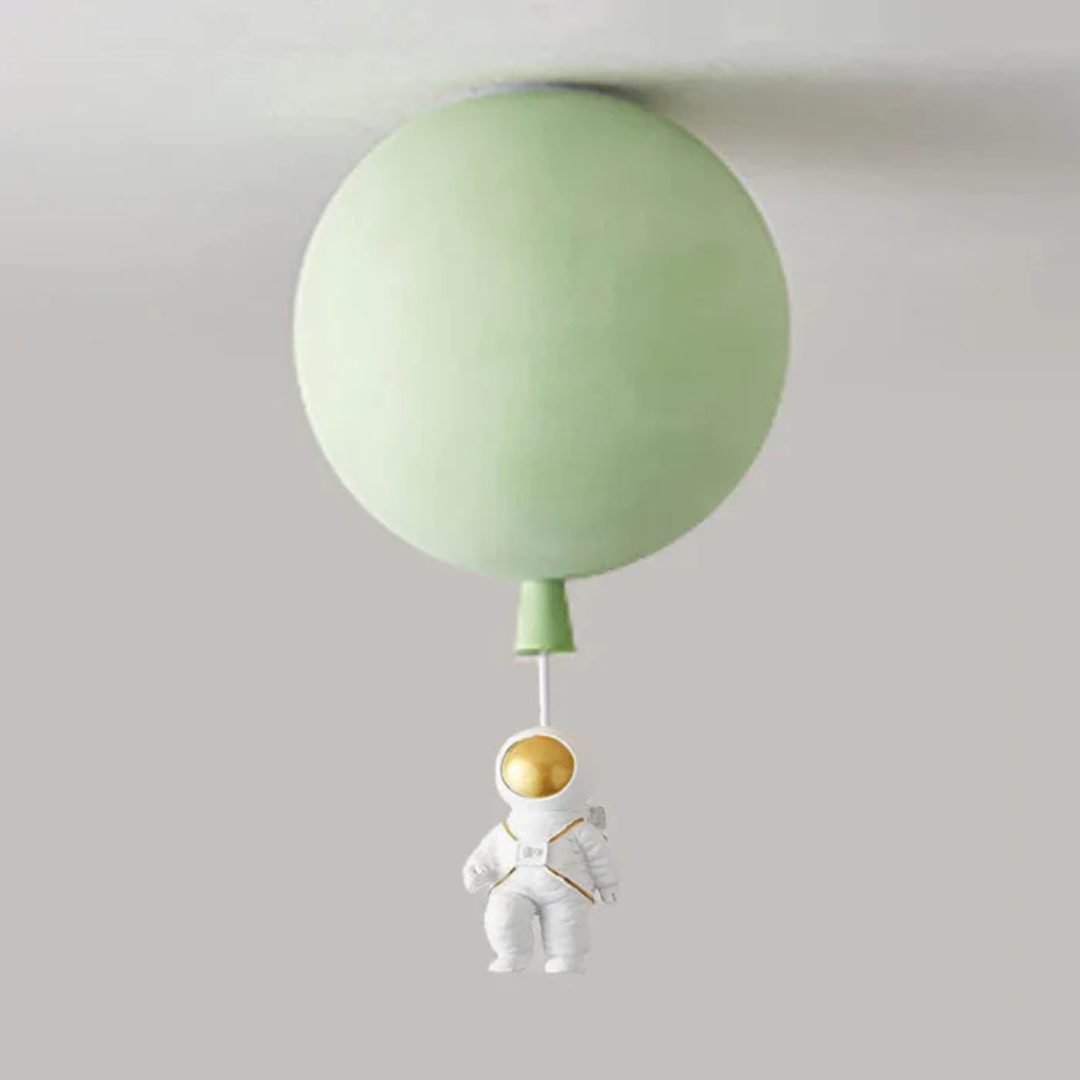 Detailed view of the moon and astronaut children LED ceiling light