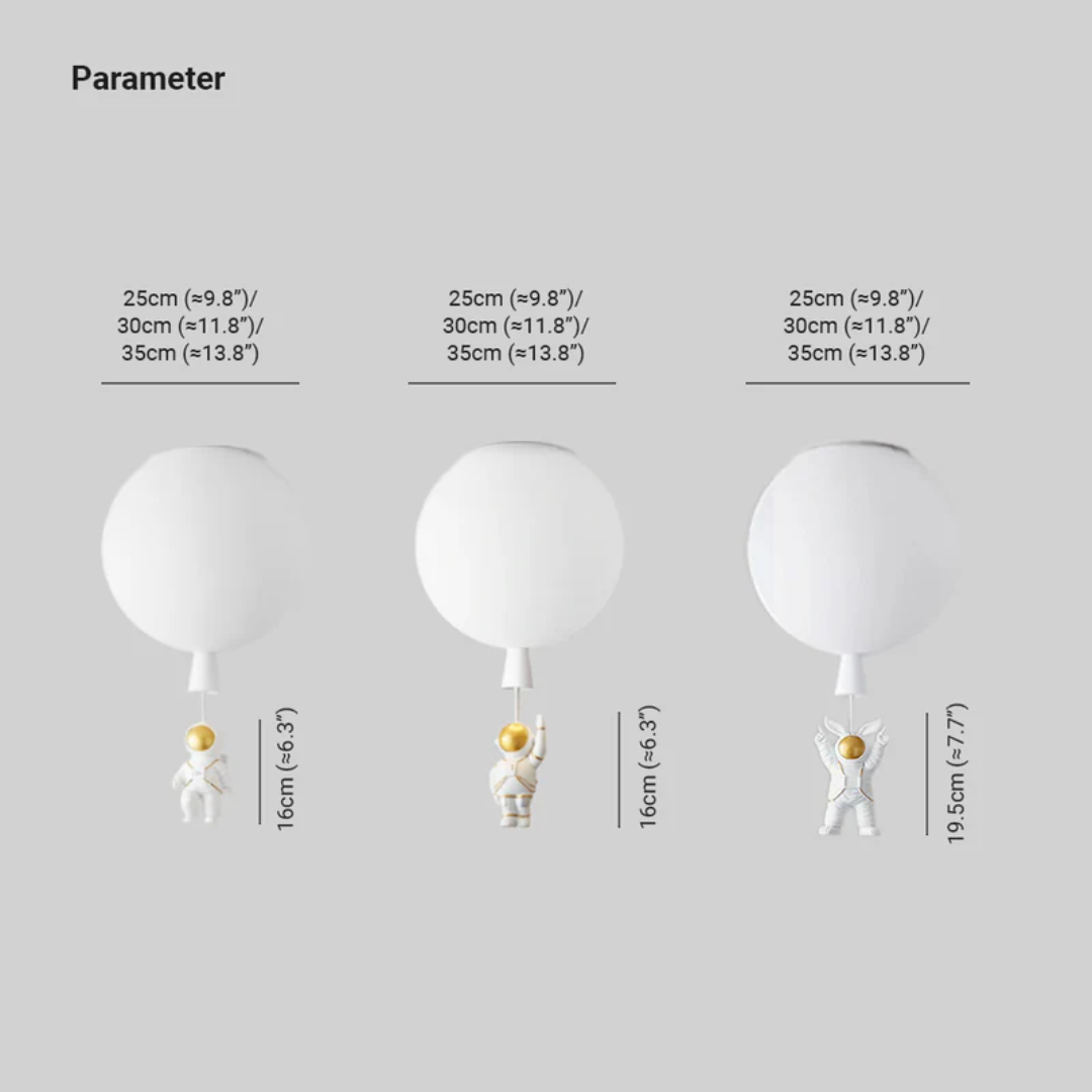 Childrens moon and astronaut LED ceiling light for bedroom decor