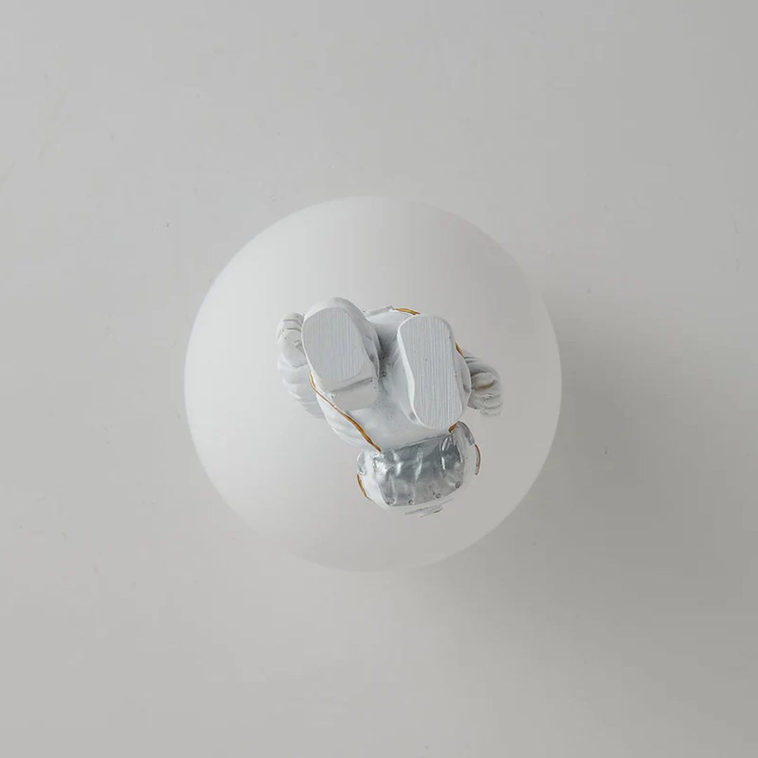 Unique space themed LED children room lighting fixture close up