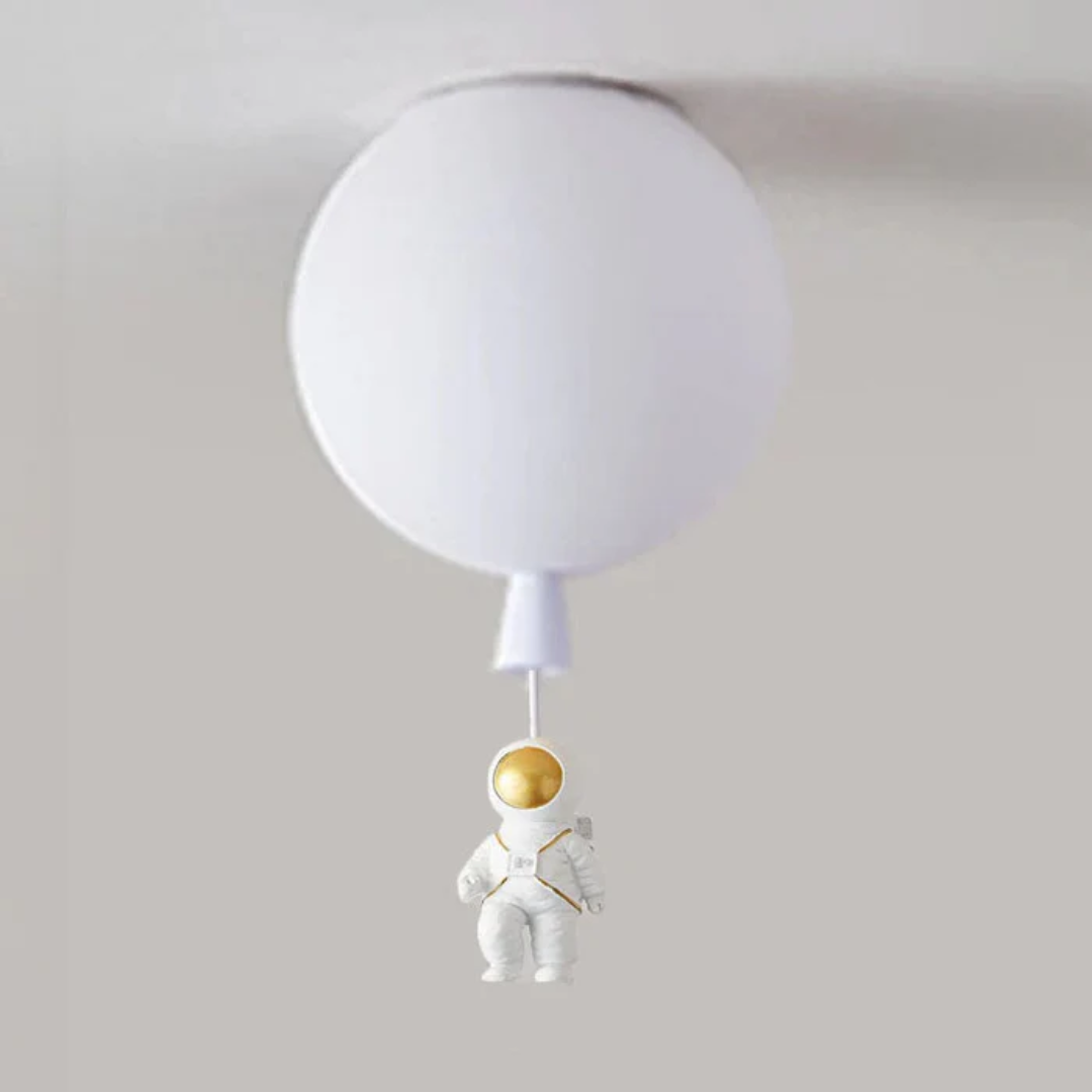 Cosmic style children lighting fixture with moon and spaceman