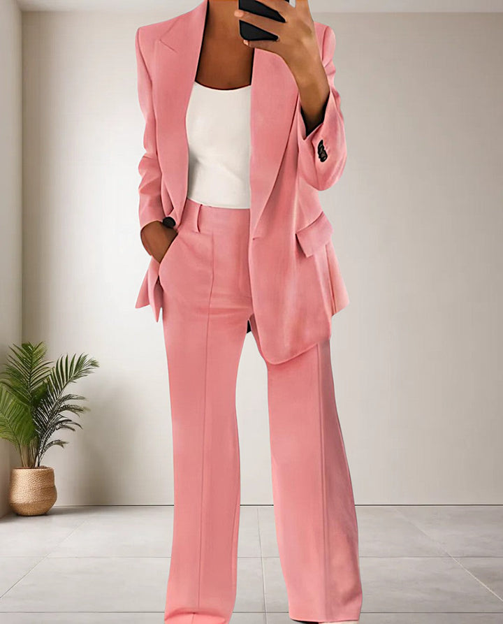Stylish womenswear blazer set and matching trousers for a chic workwear outfit