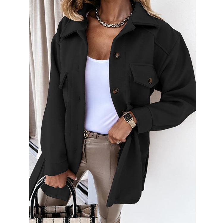 Chic outerwear coat for women showcasing front zipper and pockets
