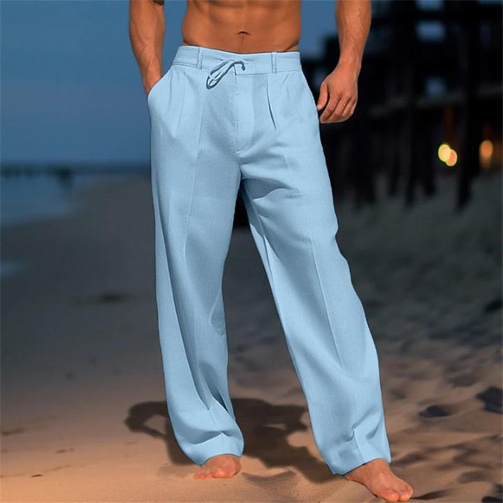 Back view of men's pleated pants and wide leg trousers fashion wear