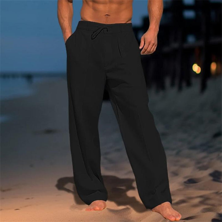 High waist men's wide leg pleated trousers in casual summer style