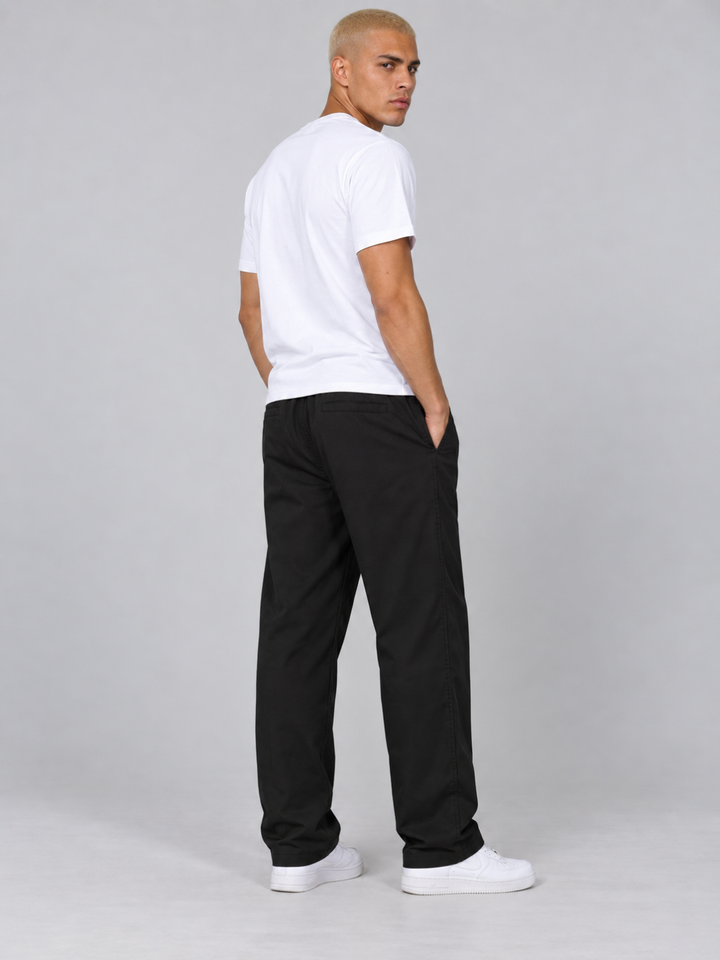 Close-up of zipper pocket on men's travel pants for secure outdoor storage