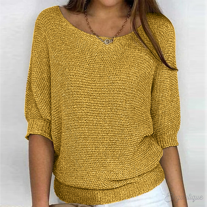 Comfortable wardrobe staple textured knit top for women