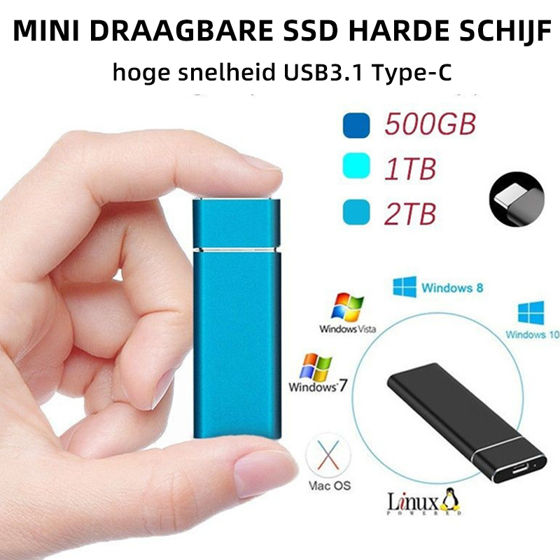 Compact portable SSD connected to a laptop via USB C cable for fast data transfer