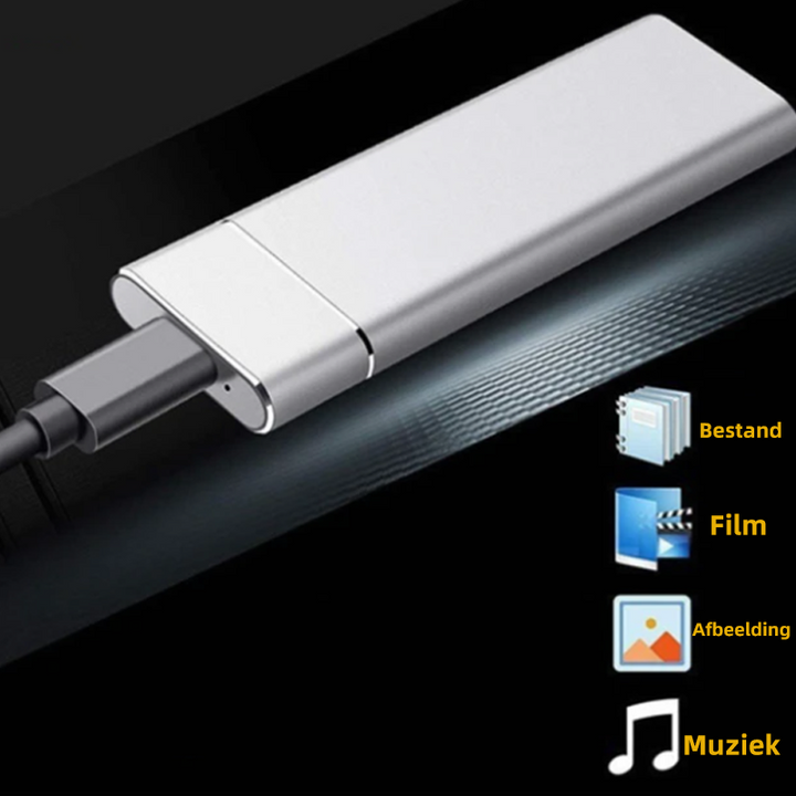Durable storage drive showing its slim profile and high speed USB interface port