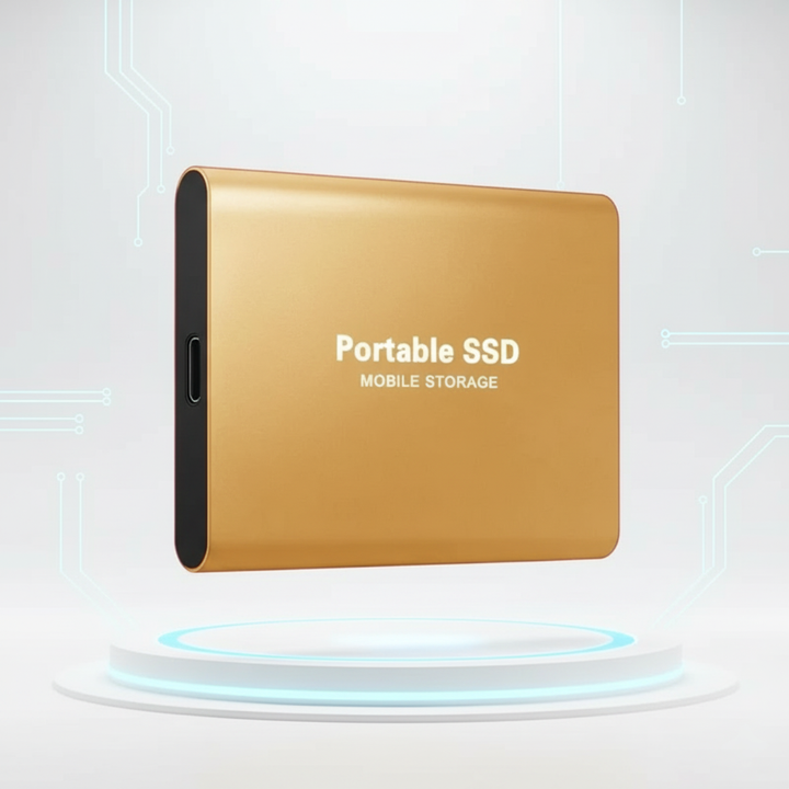 Gold portable external SSD 128GB USB 3.1 storage drive