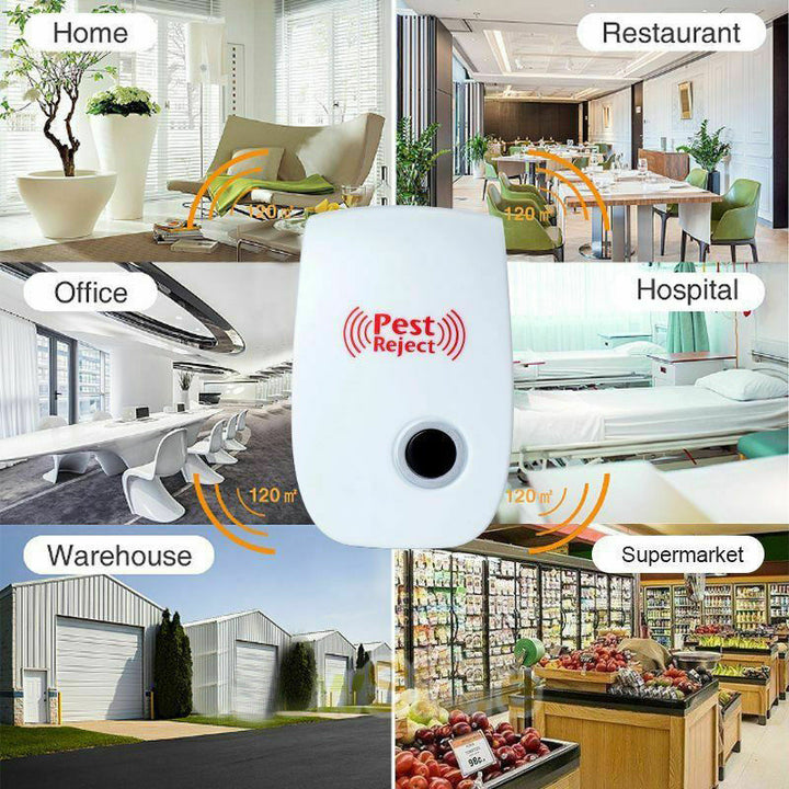 Weatherproof ultrasonic animal repeller securing outdoor yard and lawn areas
