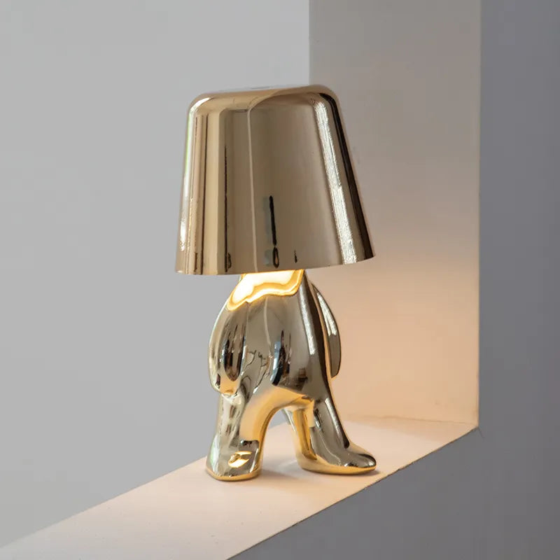 Interior styling with warm glowing rechargeable table lamp