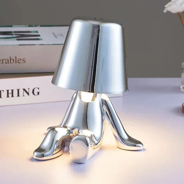 Warm ambient light table lamp styling a contemporary office desk
