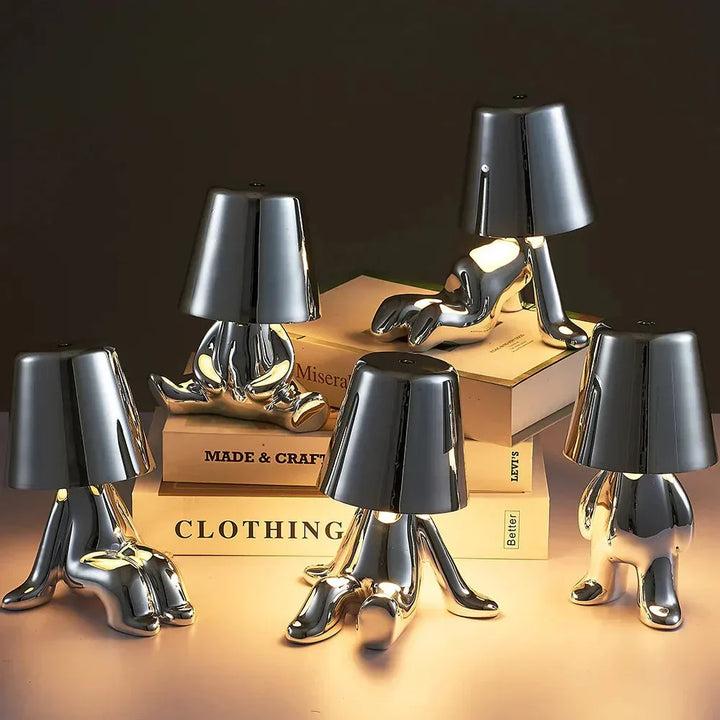 Cordless LED table lamp featuring touch dimming and ambient light
