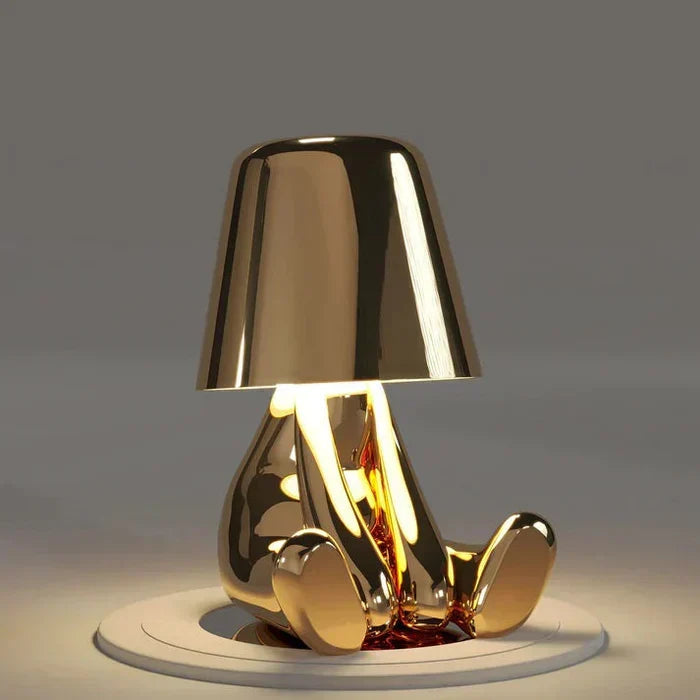Decorative cordless lamp enhancing patio dining table ambiance