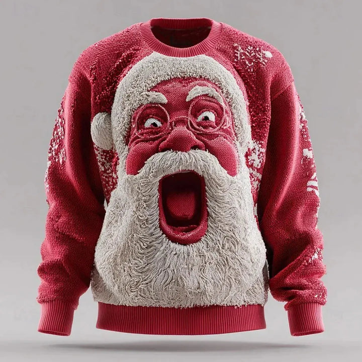 Unisex 3D Christmas sweater in Joy color variant with an expressive open-mouth face