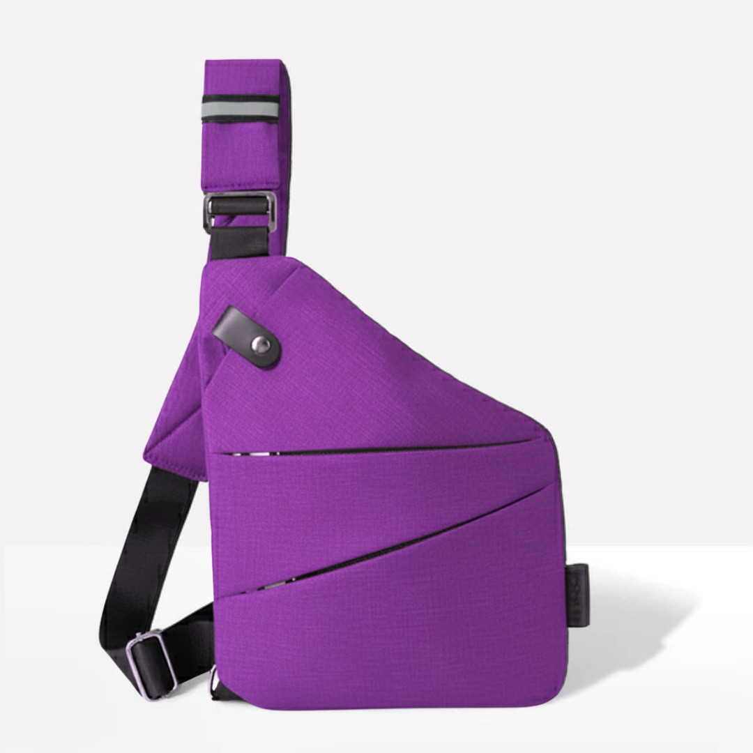 Interior compartment of the anti-theft crossbody bag with organized pockets and key leash