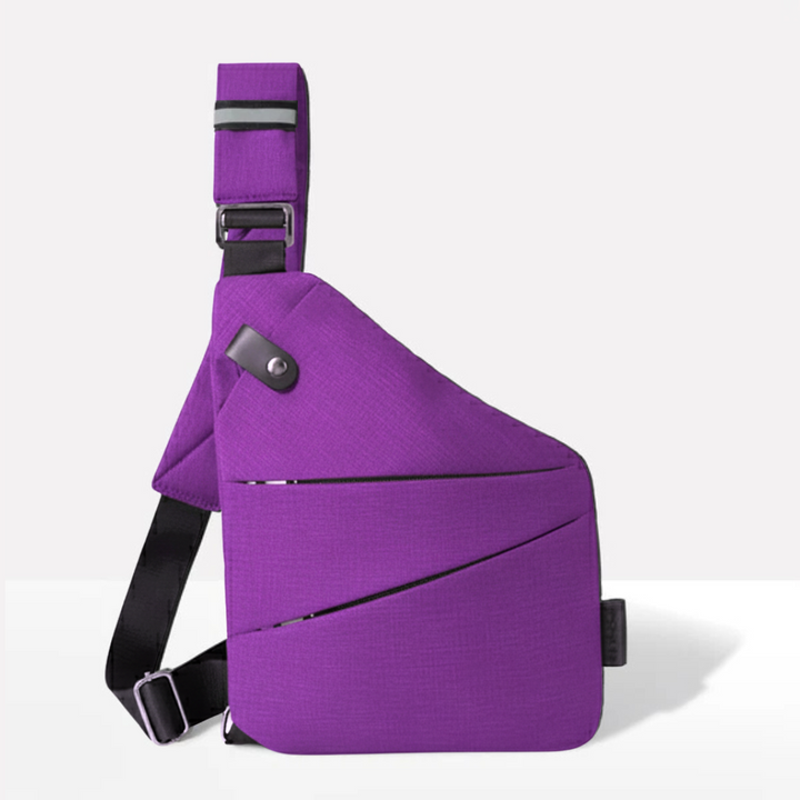 Interior compartment of the anti-theft crossbody bag with organized pockets and key leash