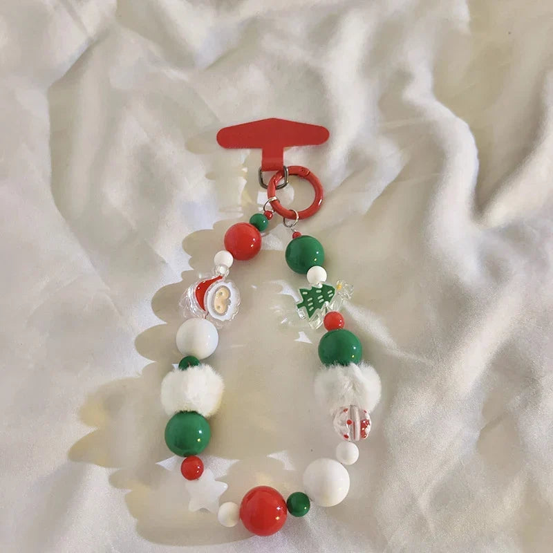 Unisex beaded Christmas keychain and festive bag charm for holiday gifts