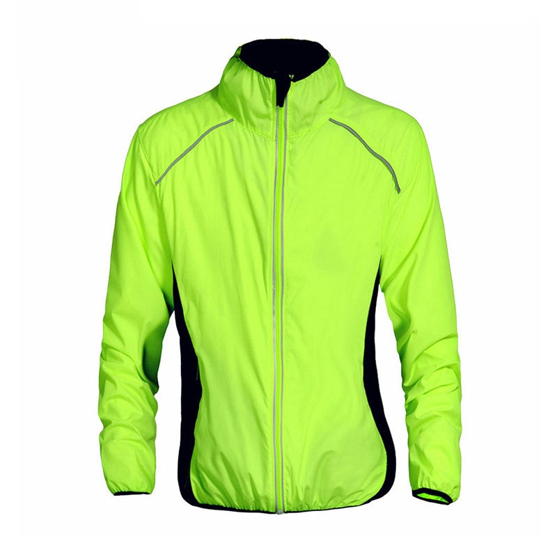 Bright green unisex cycling windbreaker jacket with zipper