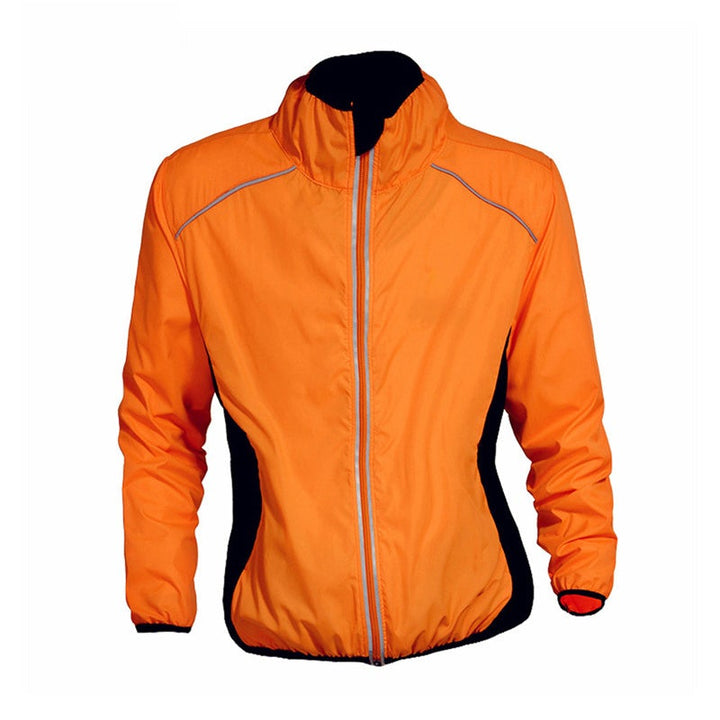 High visibility orange cycling jacket for outdoor sports