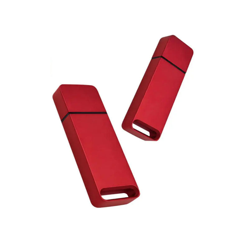 Red metal USB flash drives displayed together highlighting the durable casing