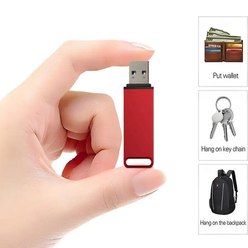 Durable metal USB flash drive with 4TB storage showing data transfer connection