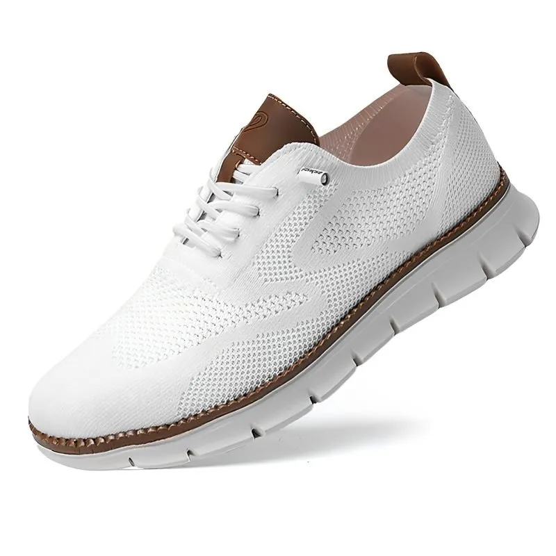 Side profile of men's orthopedic comfort shoes in classic black