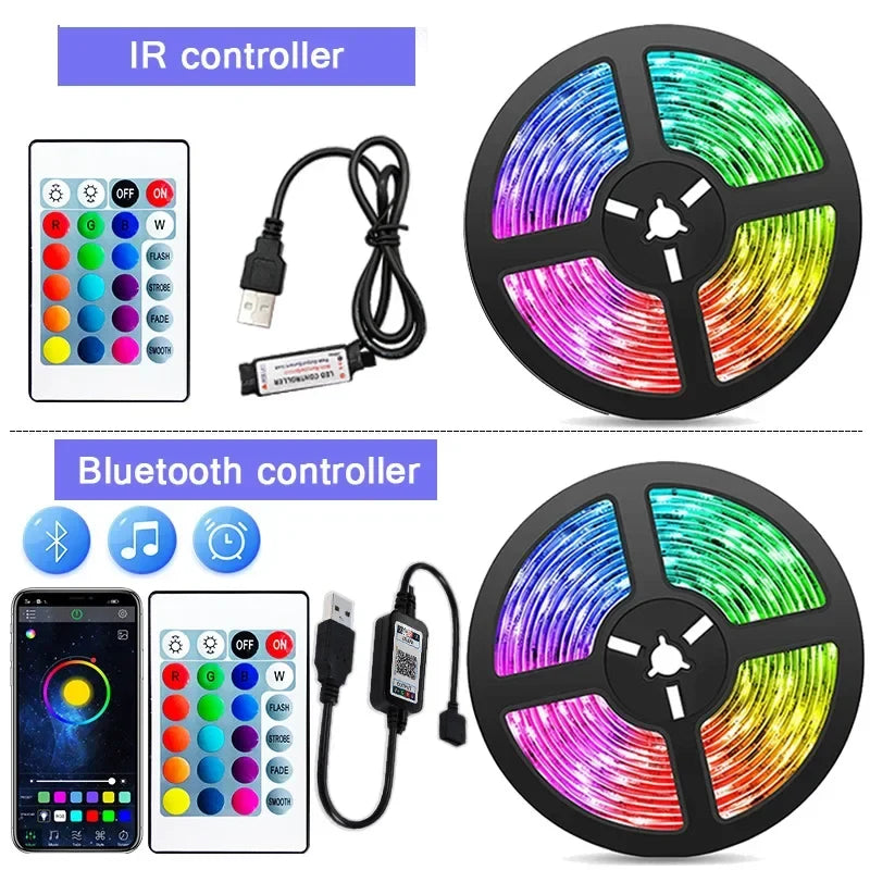 Warm white illumination mode on the USB LED strip for cozy ambient room lighting