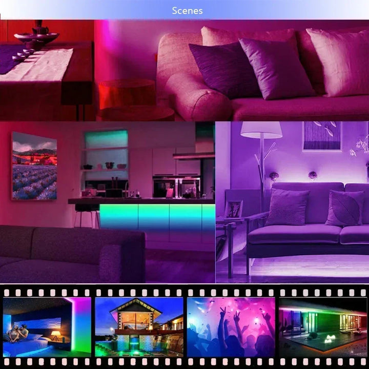 Bright yellow glow from the USB powered RGB LED strip light for modern interior design