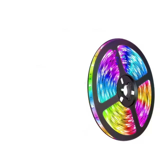 RGB LED strip lighting roll glowing with multiple colours