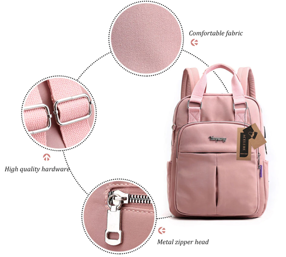 Flat lay of the anti-theft laptop backpack displaying all open compartments