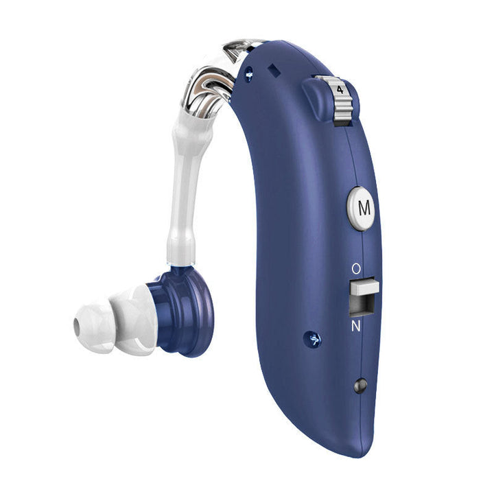 Detailed view of the ear care sound amplifier tip and volume control dial
