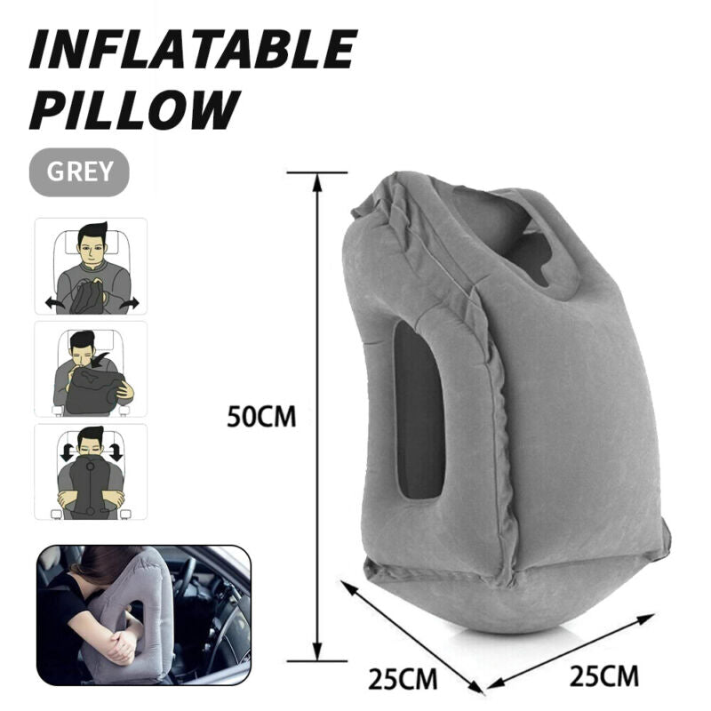 Sleep comfort inflatable airplane pillow on hotel bed