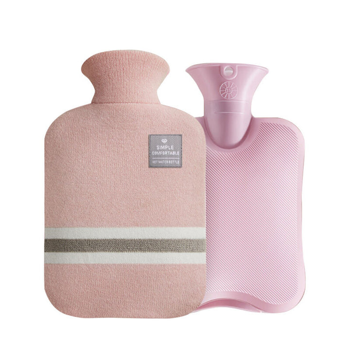 Close-up of hot water bag texture and cozy fabric cover material