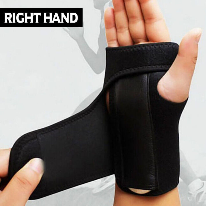 Black breathable wrist wrap with metal splint for daily wear and typing